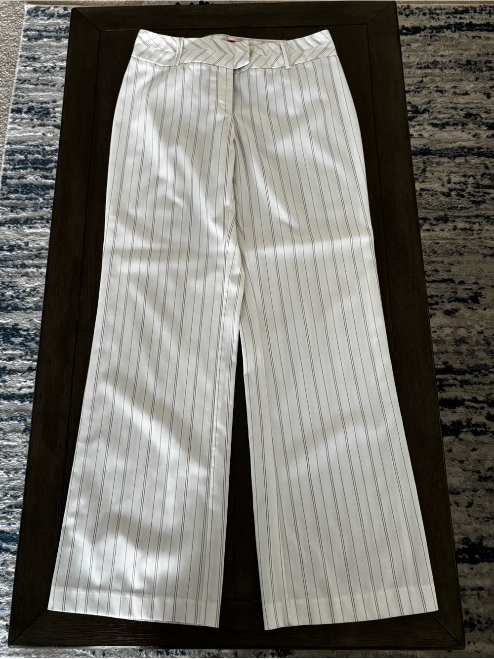 White Pinstripe Straight-Leg Pants